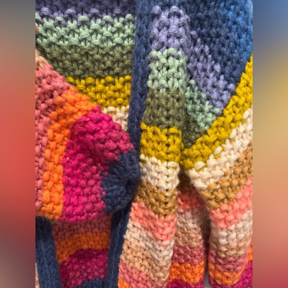 Saachi Mayflower stripe crocheted cardigan Multicolor Chunky Knit Sweater - Picture 11 of 12